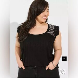 Torrid Black Flutter Sleeve Ruffled Blouse